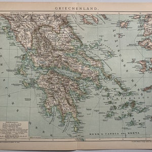 GR Griechenland / Orig. 1893 Antike Karte von Griechenland