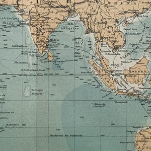世界の海洋 / 1894 年オリジナルインド洋古地図