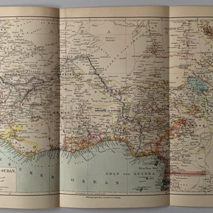 Afrique de l'Ouest / Orig. Ancienne carte de 1890 de l'Afrique de l'Ouest