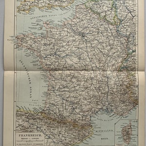 FR France / Orig. 1895 Antique Map of France