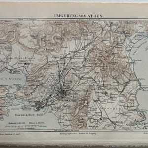 GR Athen / Orig. 1908 Antike Karte von Athen und seiner Umgebung