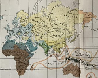 世界 / オリジナル 1895 東半球のアンティーク地図 - Etsy 日本