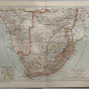 ZA Afrique du Sud / Orig. Carte ancienne de l'Afrique du Sud de 1896