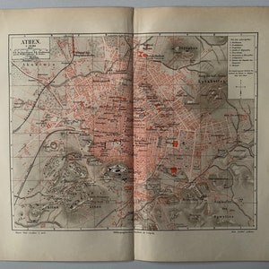 GR Atene / Orig. 1890 Antica pianta della città di Atene