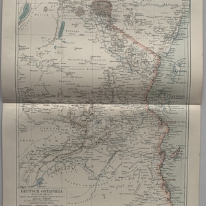 Afrique de l'Est / Orig. Ancienne carte de l'Afrique orientale allemande de 1894