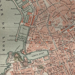 FR Marseille / Orig. Antiker Stadtplan von 1898 von Marseille in Frankreich
