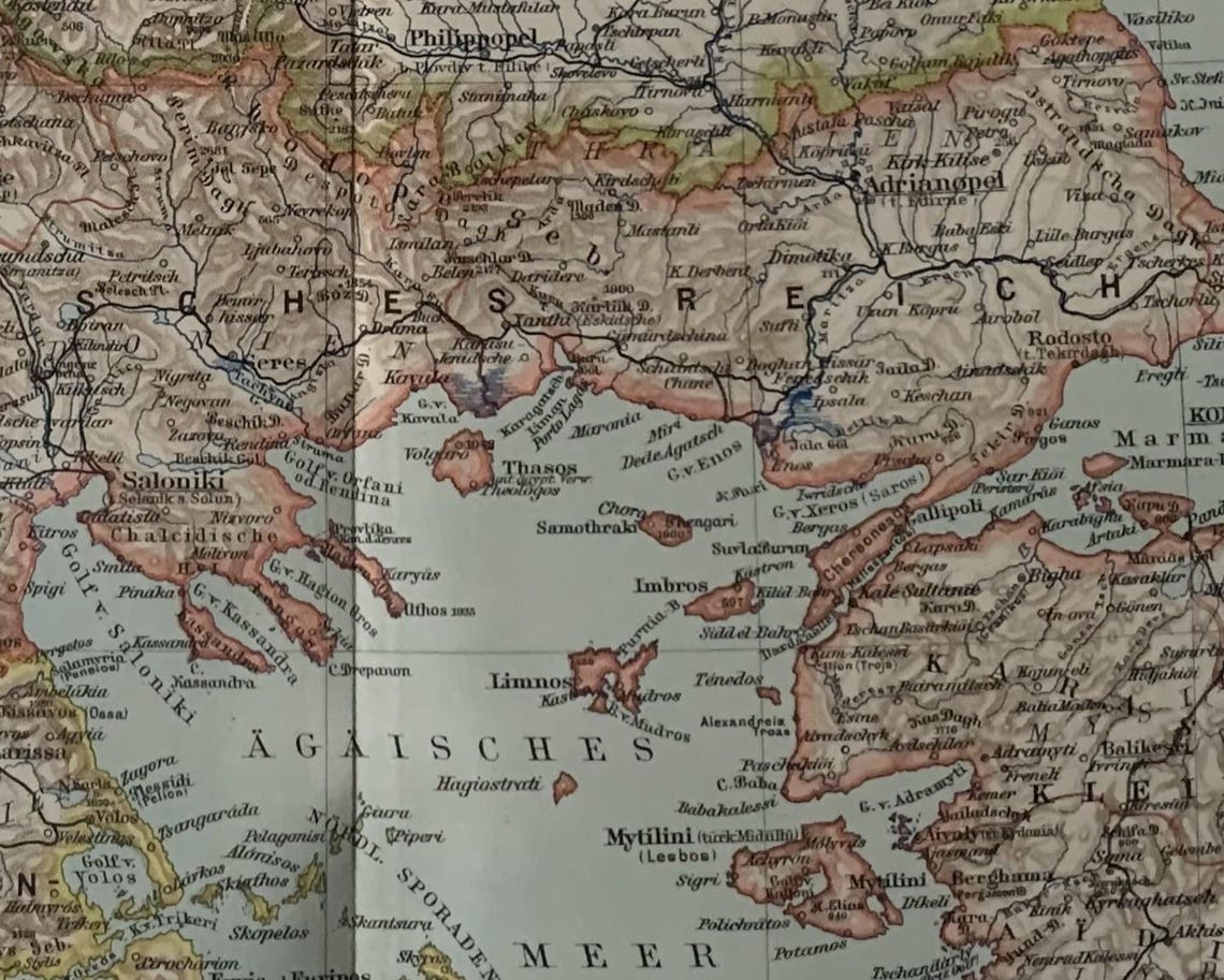 TR Turkey / Orig. 1908 Antique Map of European Turkey - Etsy