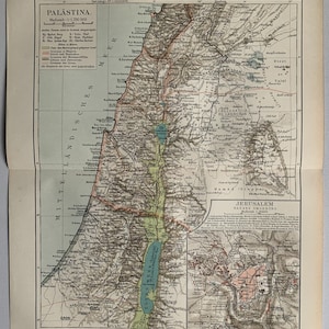 PS Palestina / Orig. 1897 Antica mappa della Palestina