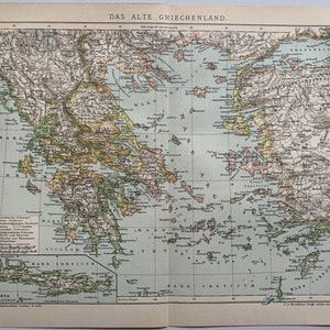 GR Griechenland / Orig. 1893 Antike Karte des antiken Griechenlands