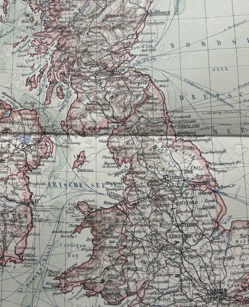 GB Great Britain / Orig. 1908 Antique Map of Great Britain - Etsy