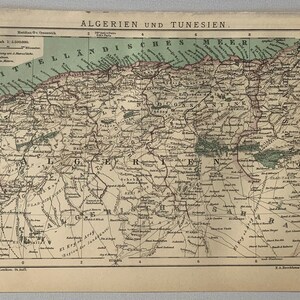 Afrique du Nord / Orig. Ancienne carte de 1898 de l'Algérie et de la Tunisie
