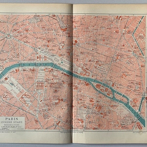 FR Paris / Orig. 1907 Antique City Plan of Paris