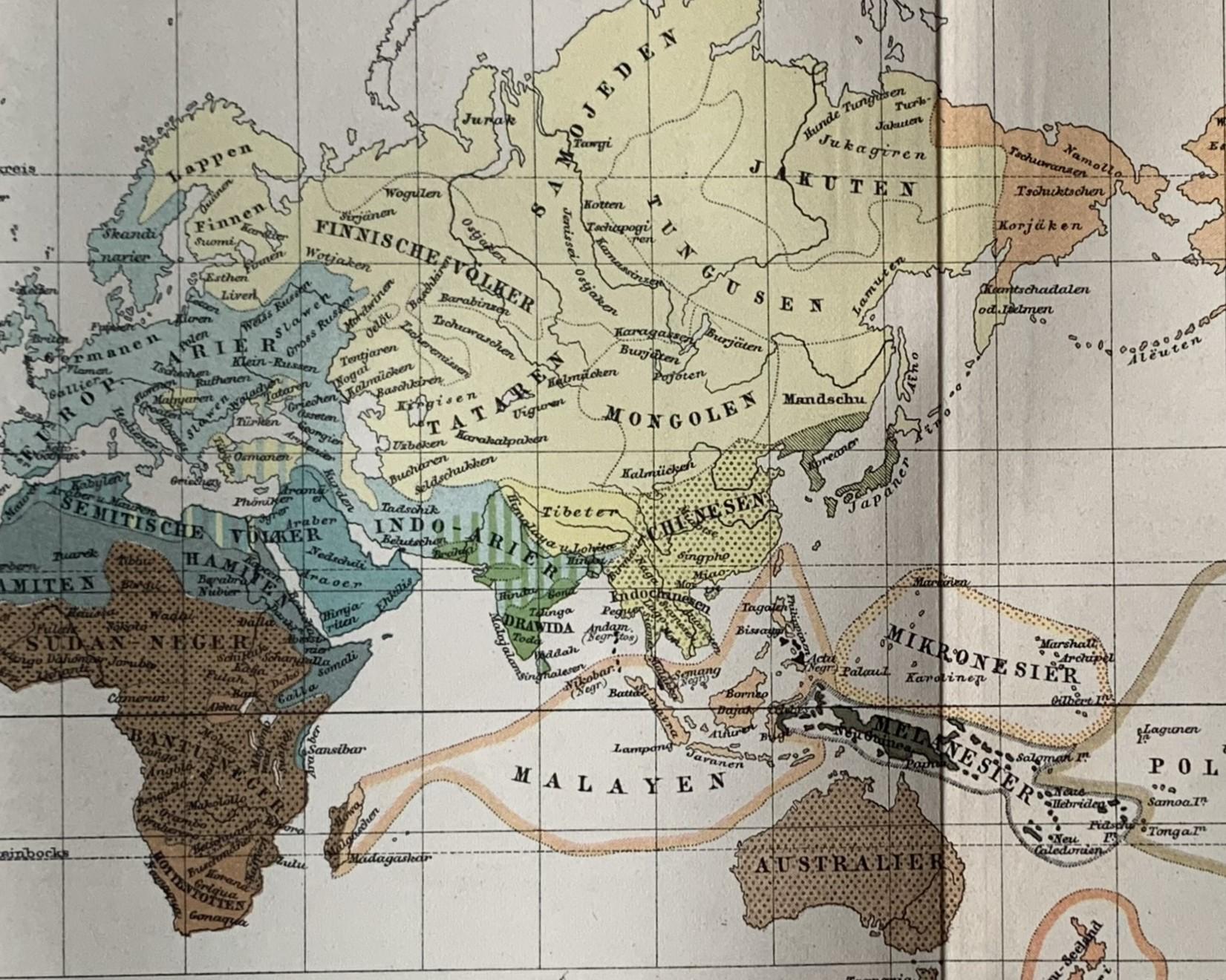 民族誌 / オリジナル 1896年 アンティーク民族誌世界地図 - Etsy 日本