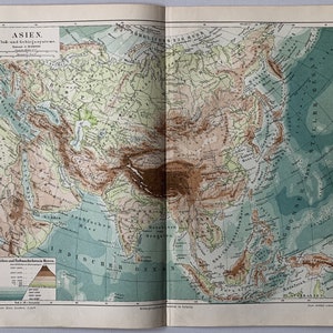 Asia / Orig. 1896 Antica mappa geografica dell'Asia
