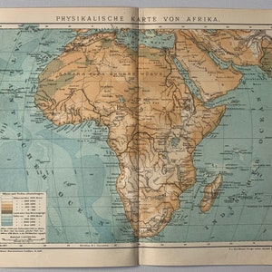 Geográfico / Mapa geográfico antiguo original de África de 1898