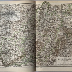 DE Prusse / Orig. 1896 Carte antique de Hessen-Nassau dans l'ancienne Prusse