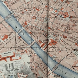 IT Florence / Orig. 1908 Antiker Stadt Plan von Florenz