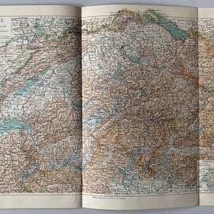 CH Switzerland / Orig. 1909 Antique Map of Switzerland