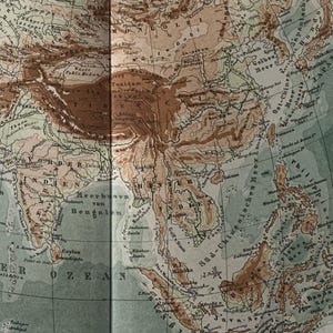 Geographisch / Orig. 1890 Antike Landkarte von Asien
