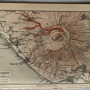 IT Vesuvius / Orig. 1890 Antique Map of Mount Vesuvius - Gulf of Naples