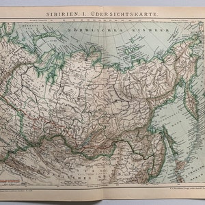 Northeast Asia / Orig. 1895 Antique Map of the Asian part of Russia - Siberia