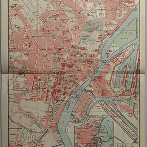 PL Szczecin / Orig. 1897 Antique City Plan of Szczecin