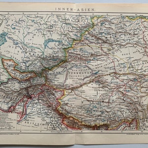 Central Asia / Orig. 1893 Antique Map of Central Asia