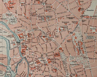 DE Halle / Orig. 1897 Antique City Plan of Halle a.d. Saale