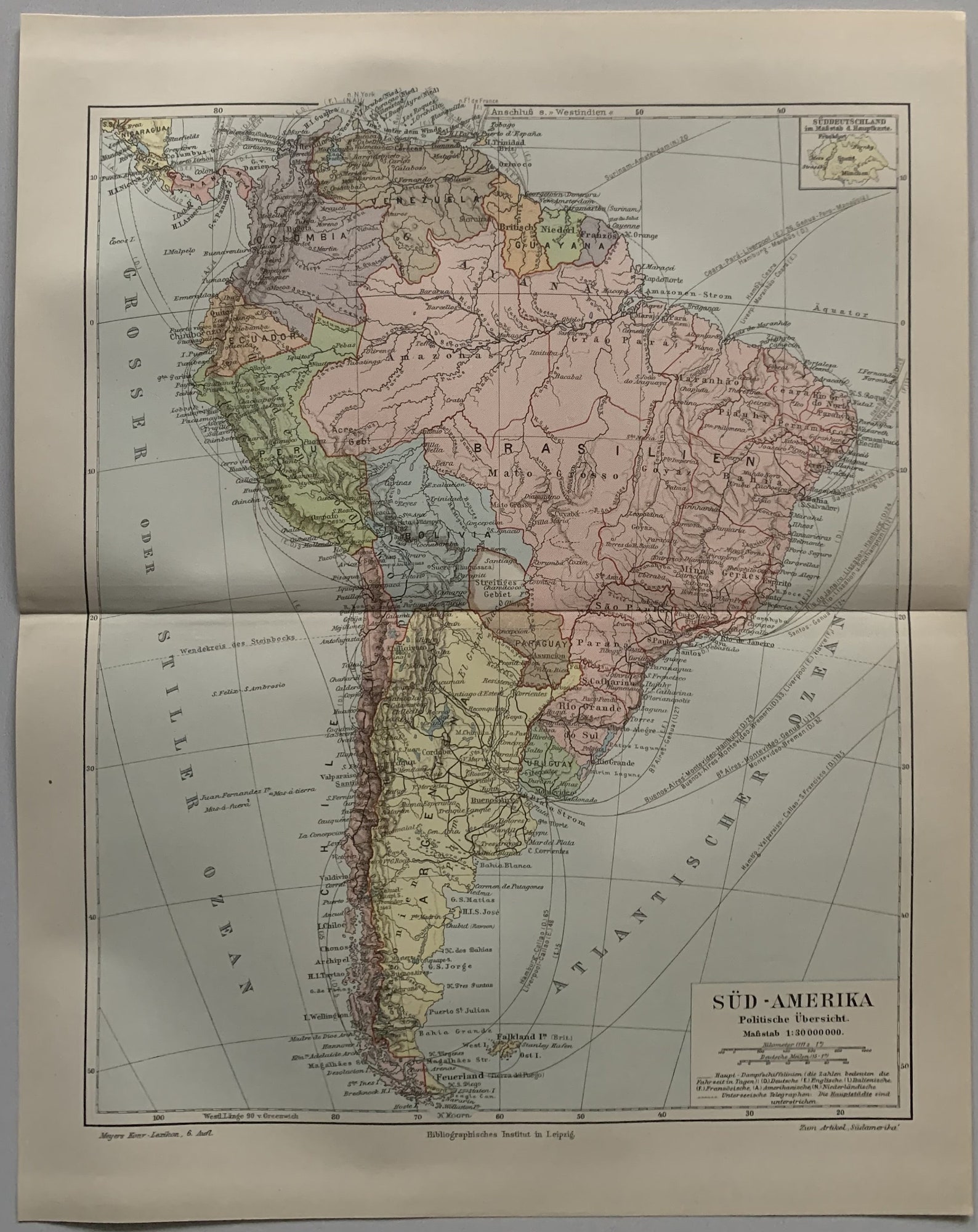 South America / Orig. 1908 Antique Map of South America - Etsy