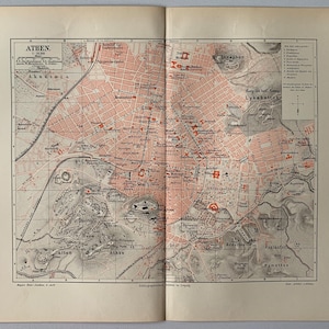 GR Athen / Orig. 1893 Antike Stadt Plan von Athen