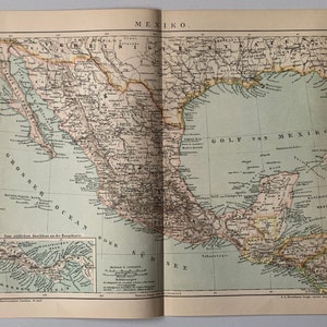 MX Mexico / Orig. 1895 Antike Karte von Mexiko
