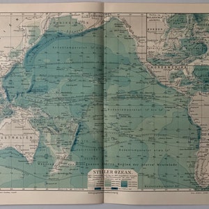 Océans du monde / Orig. Carte ancienne de l'océan Pacifique, 1909