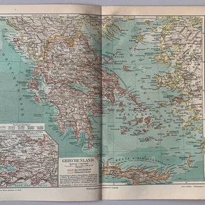 GR Griechenland / Orig. 1904 Antike Karte von Griechenland