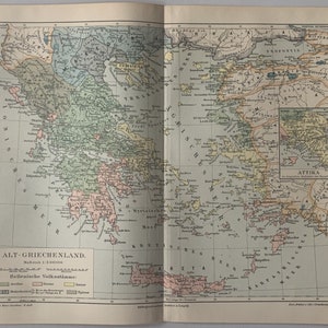 GR Grèce / Orig. 1897 Carte antique de la Grèce antique