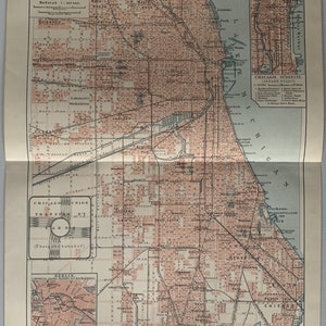 VS / origineel 1897 antieke stadsplattegrond van Chicago