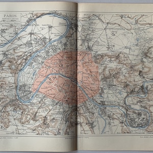 von FR Paris / Orig. 1896 Antike Karte von Paris und Umgebung