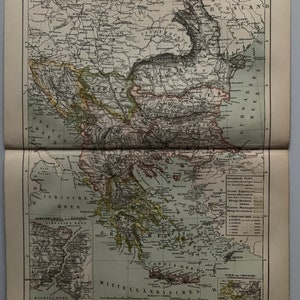 Balkan / Orig. 1882 Antike Karte der Balkanhalbinsel