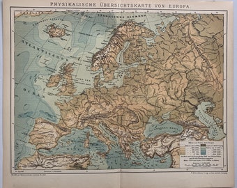 Europe / Orig. 1893 Antique Geographical Map of Europe