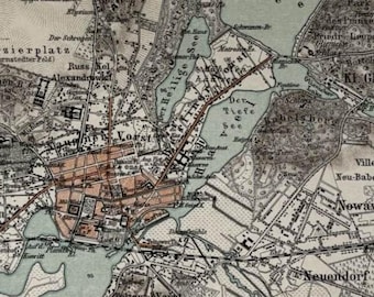 DE Potsdam / Orig. 1898 Antique Map of Potsdam and Surroundings