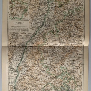 DE Baden-Württemberg / Orig. 1890 Antike Karte von Baden - Baden-Württemberg