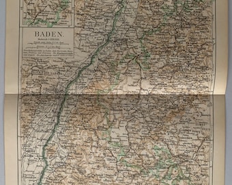 DE Baden-Württemberg / Orig. 1890 Antique Map of Baden - Baden-Württemberg