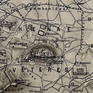 GR Athen / Orig. 1898 Antiker Stadt Plan des antiken Athen