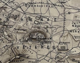 GR Athens / Orig. 1898 Antique City Plan of Ancient Athens
