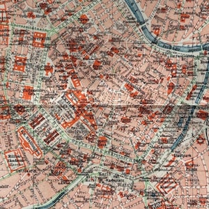 AT Vienna / Orig. 1908 Antique City Plan of the Centre of Vienna