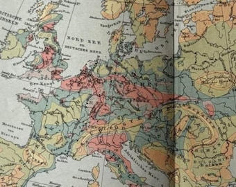 Europe / Orig. 1898 Antique Map of European Population Density