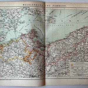 DE Mecklembourg - Pommern / Orig. 1894 Carte antique du Mecklembourg - Pommern