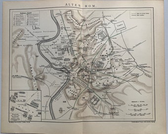 IT Rome / Orig. 1895 Antique City Plan of Ancient Rome