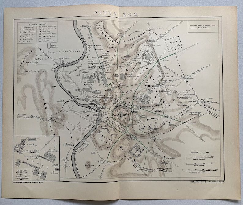 IT Rome / Orig. 1895 Antique City Plan of Ancient Rome - Etsy