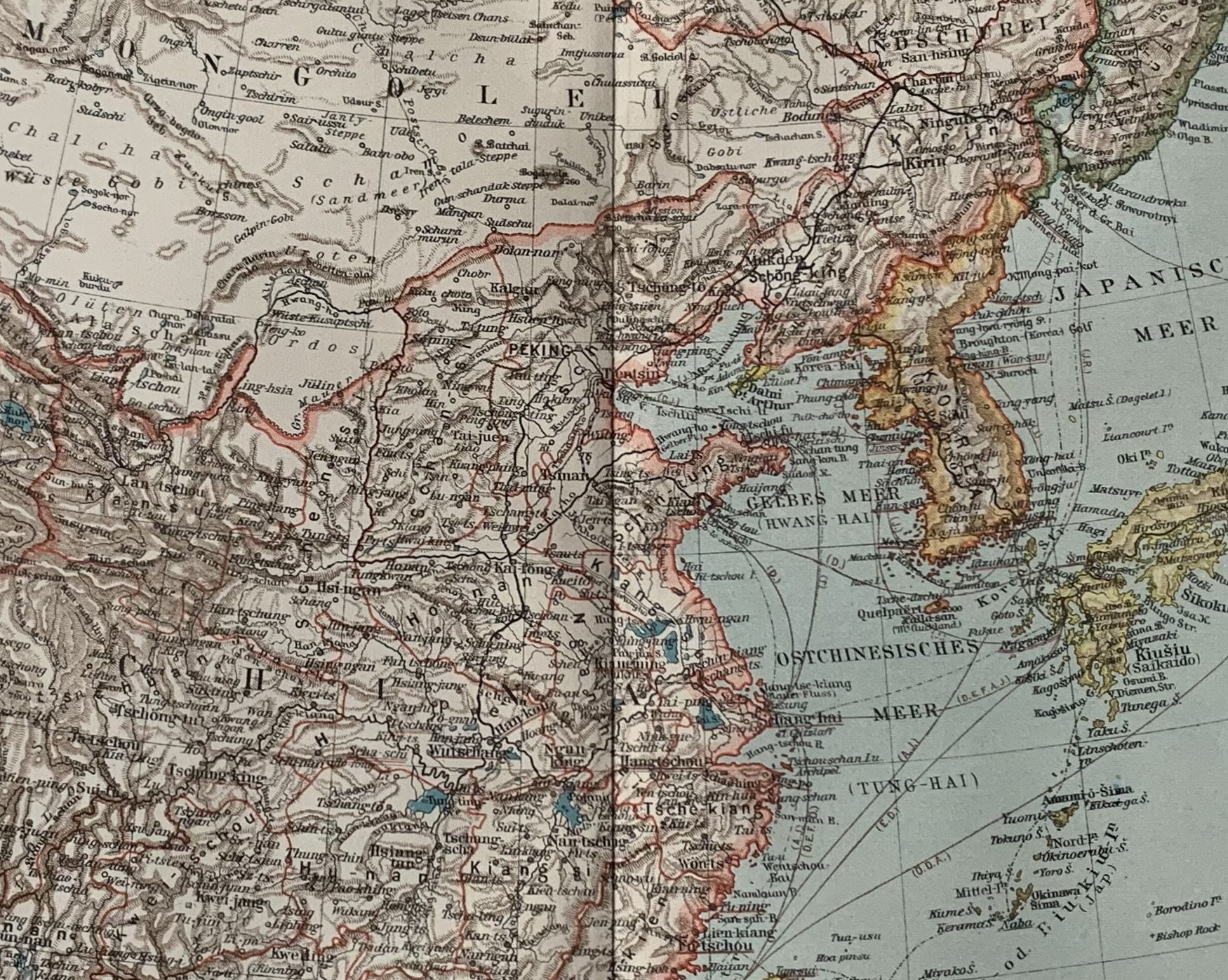 北東アジア / 1904 年オリジナル中国、韓国、日本の古地図 - Etsy 日本