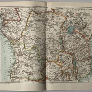 Afrique centrale /Orig. Ancienne carte de 1903 de l'Afrique équatoriale - Afrique centrale